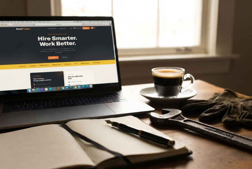 The RoadTrades skilled trades hiring platform — job board and recruiting tools on screen